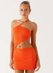Riano Cut Out Mini Dress - Fire Orange