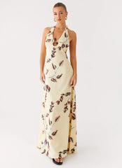 Elvina Halter Neck Maxi Dress - Buttercream Bliss