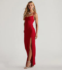 Amirah Formal Glitter Cowl Neck Column Dress