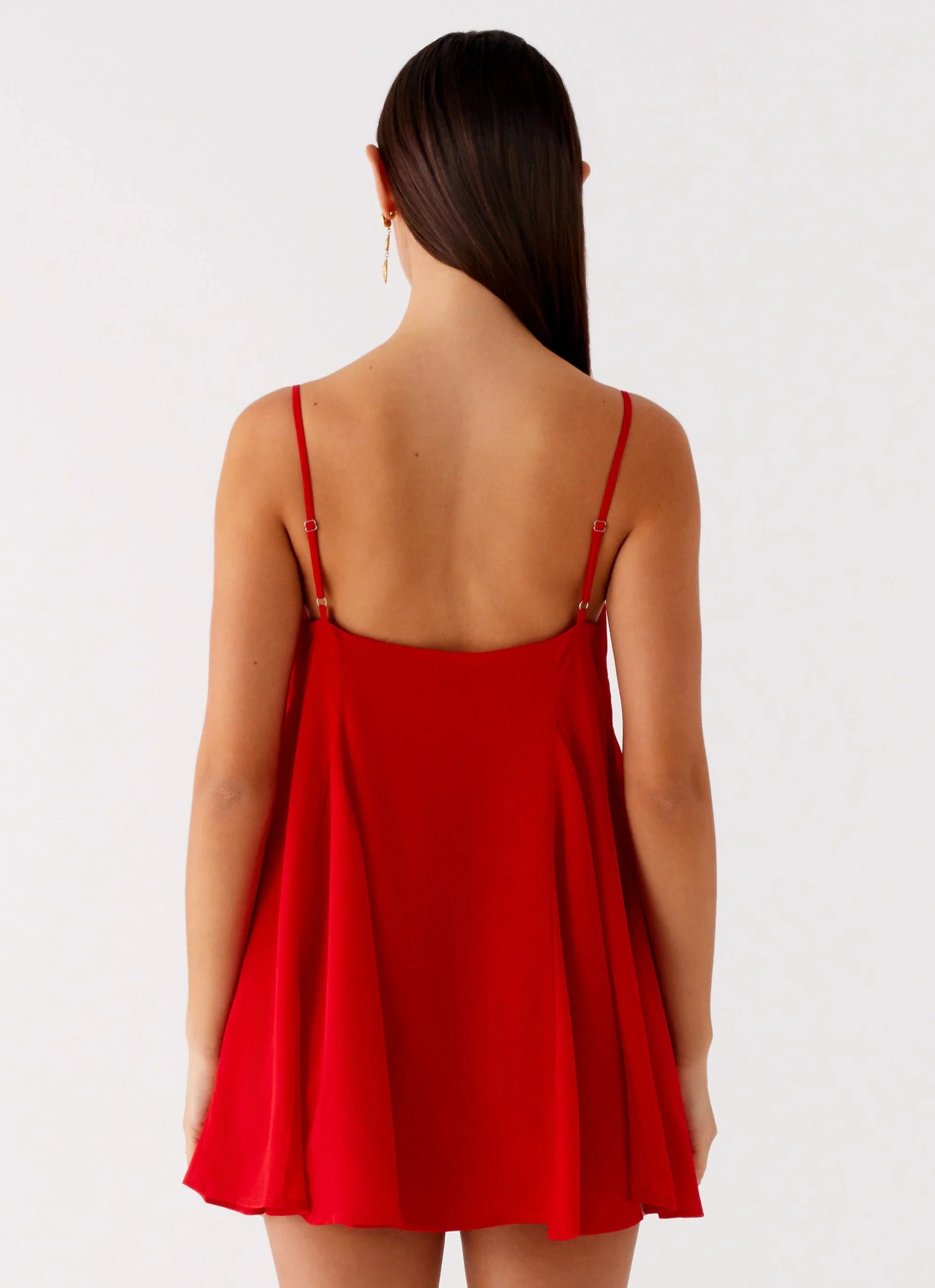 Godets Hem Mini Dress - Red