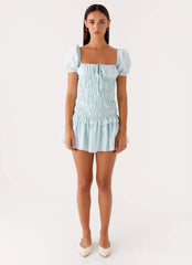 Yolene Mini Dress - Green Gingham