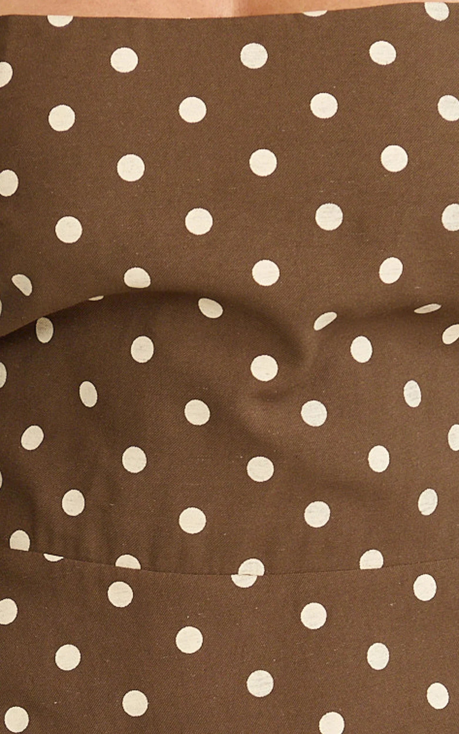 Leighton Maxi Dress - Cross Over Spaghetti Straps Square Neck A Line Dress in Choc/Cream Polka Dot
